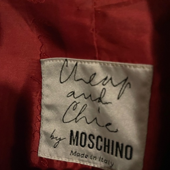 90s Vintage Moschino Black Wool Coat Red Trim Fran Fine The Nanny Sz 8 - Picture 4 of 6